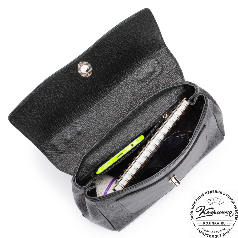 Женская кожаная сумка "Эстель" (чёрная)