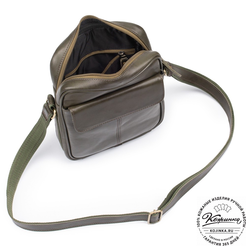 Кожаная сумка "Канада" (хаки гладкая кожа)