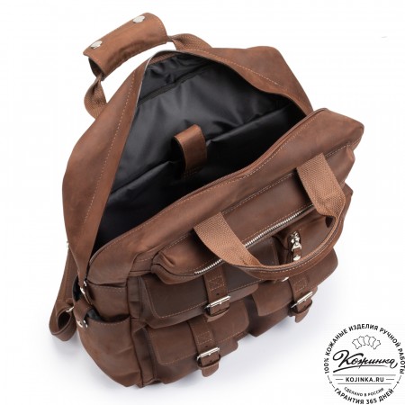 Кожаный рюкзак "Вассерман" (темно-коричневый крейзи)