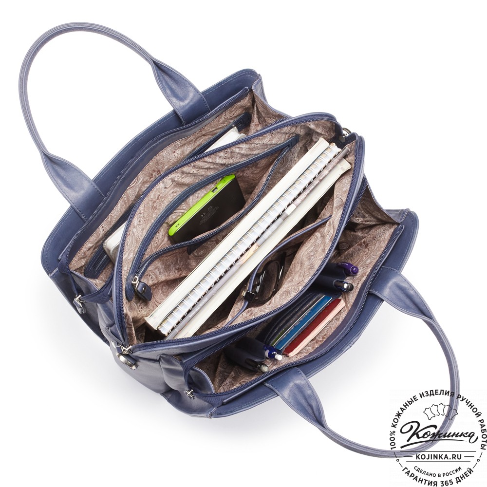 Женская кожаная сумка "Батерфляй" (синяя гладкая кожа)