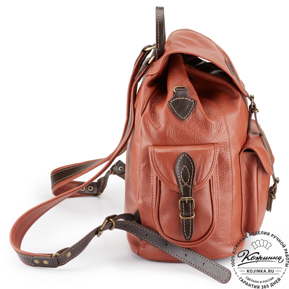 Кожаный рюкзак "Мидл" (коричневый)