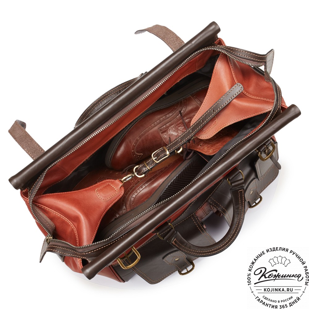 Кожаный дорожный саквояж "Большой" (светло-коричневый)