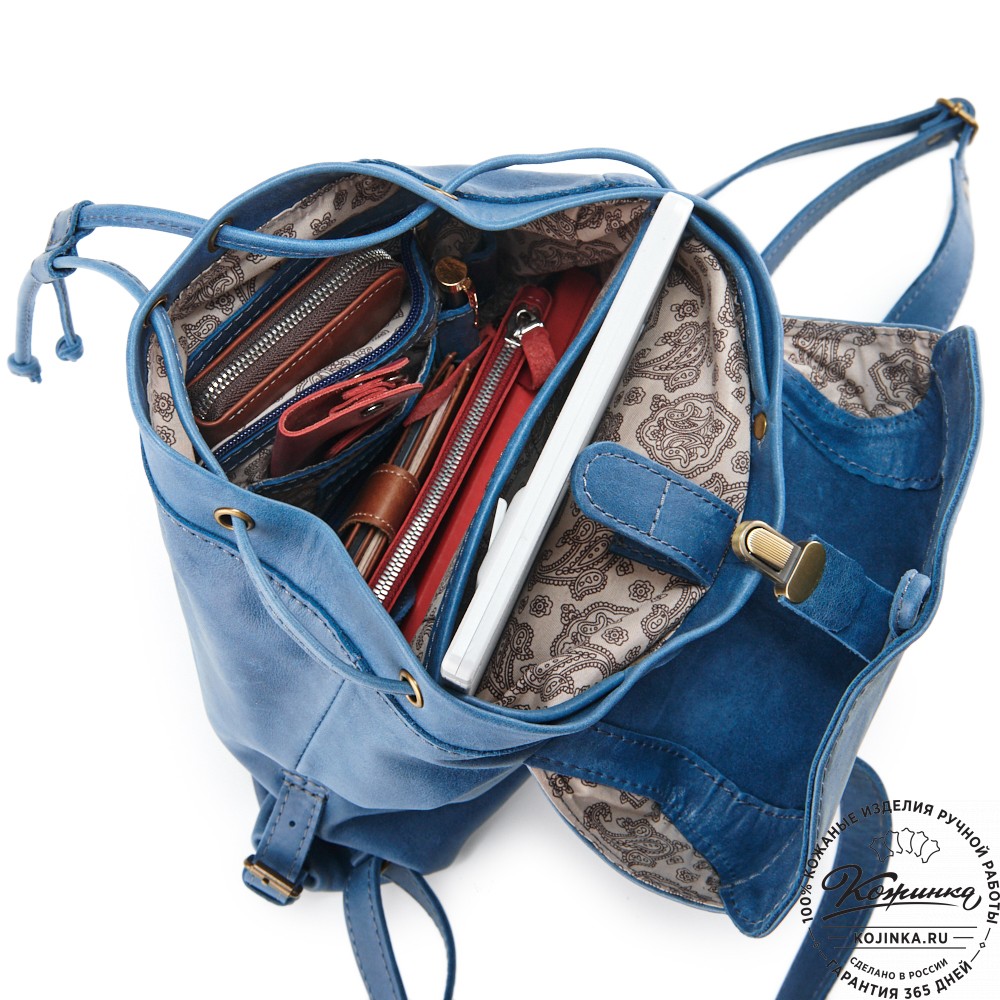 Женский кожаный рюкзак "Паулина" (синий)