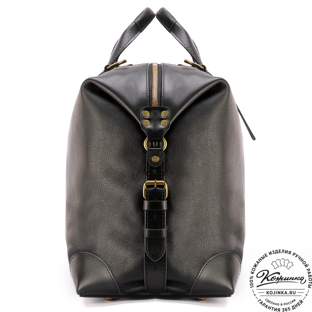 Кожаная дорожная сумка "Мегаполис" (чёрная)