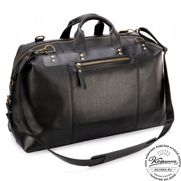 Кожаная дорожная сумка "Мегаполис" (чёрная). фото 1
