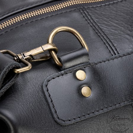 Кожаная дорожная сумка "Мегаполис" (чёрная)