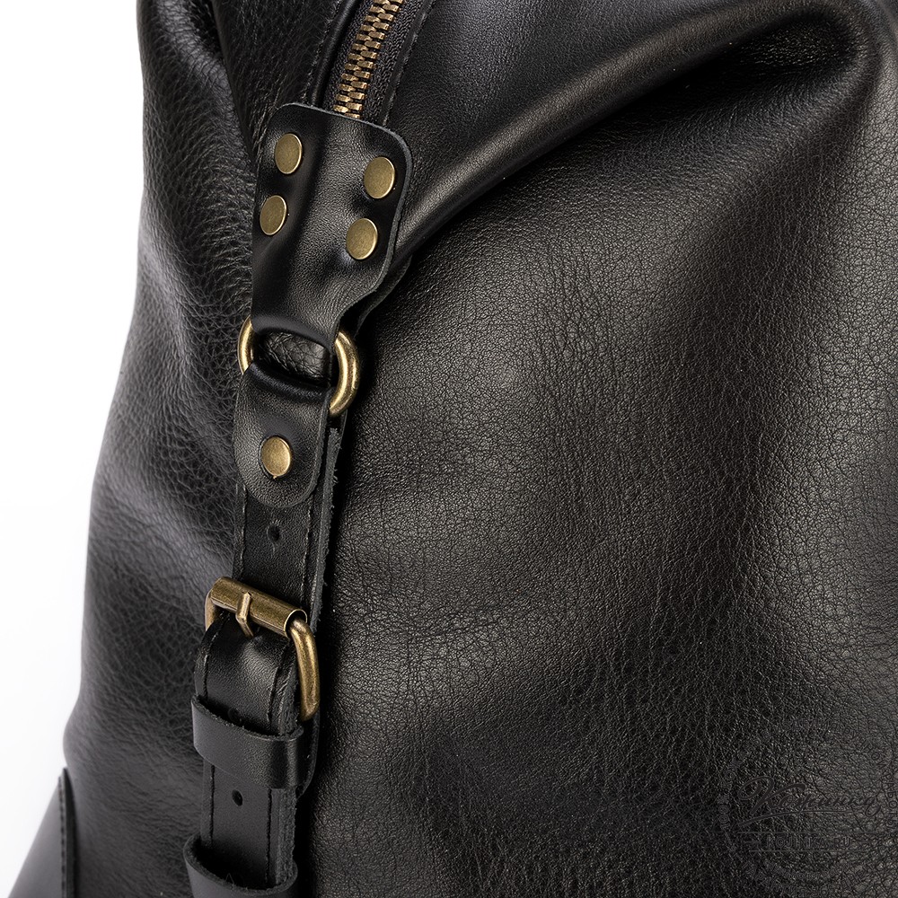 Кожаная дорожная сумка "Мегаполис" (чёрная)