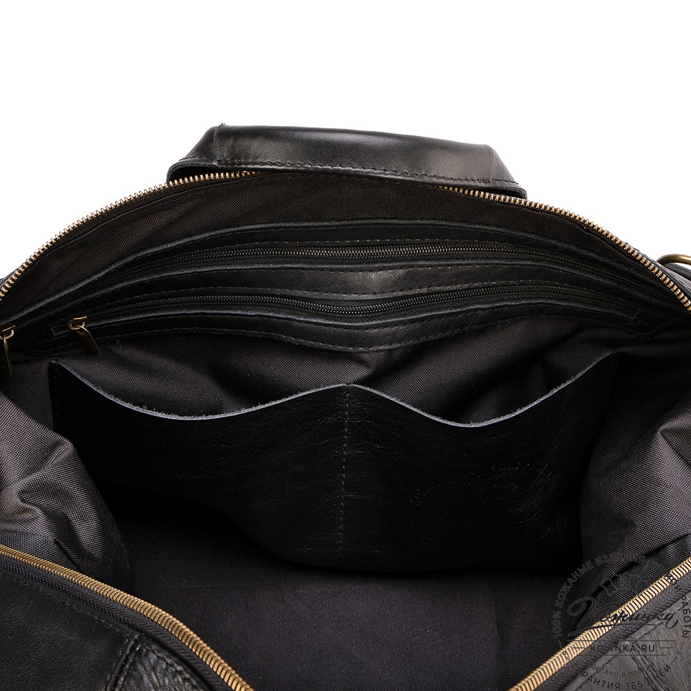 Кожаная дорожная сумка "Мегаполис" (чёрная)