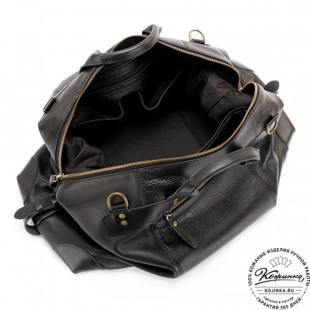 Кожаная дорожная сумка "Мегаполис" (чёрная)