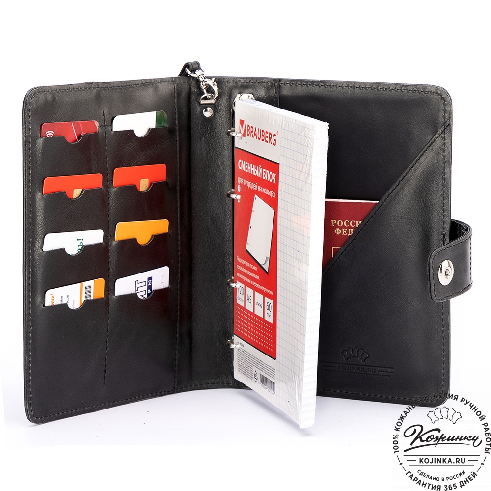 Кожаный ежедневник "Монблан" (чёрный антик)