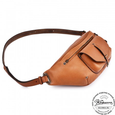Кожаная нагрудная сумка "Слэш" (коричневая)