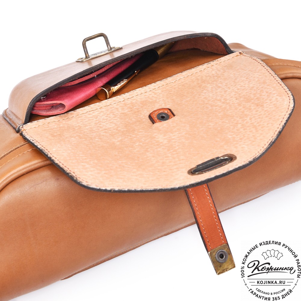 Кожаная нагрудная сумка "Слэш" (коричневая)