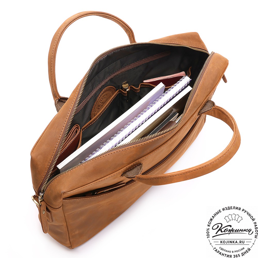 Кожаная деловая сумка "Спайк" (коричневый крейзи) 