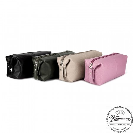 Кожаная косметичка "Бамбина" (чёрная)