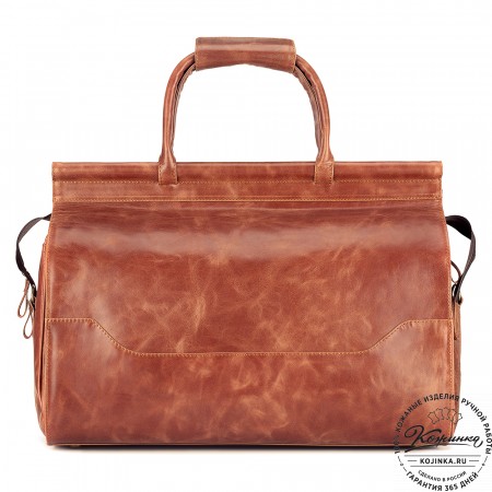 Кожаный дорожный саквояж "Гарри" (рыжий антик)
