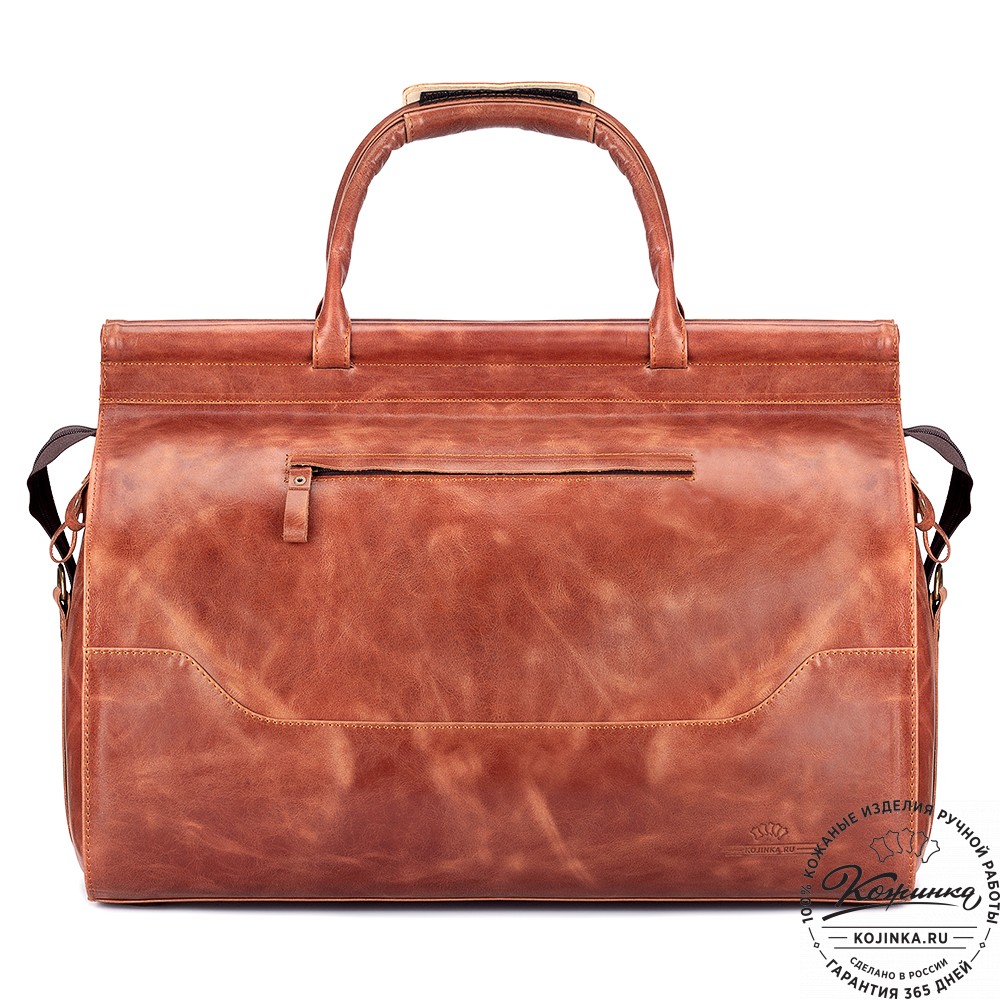 Кожаный дорожный саквояж "Гарри" (рыжий антик)