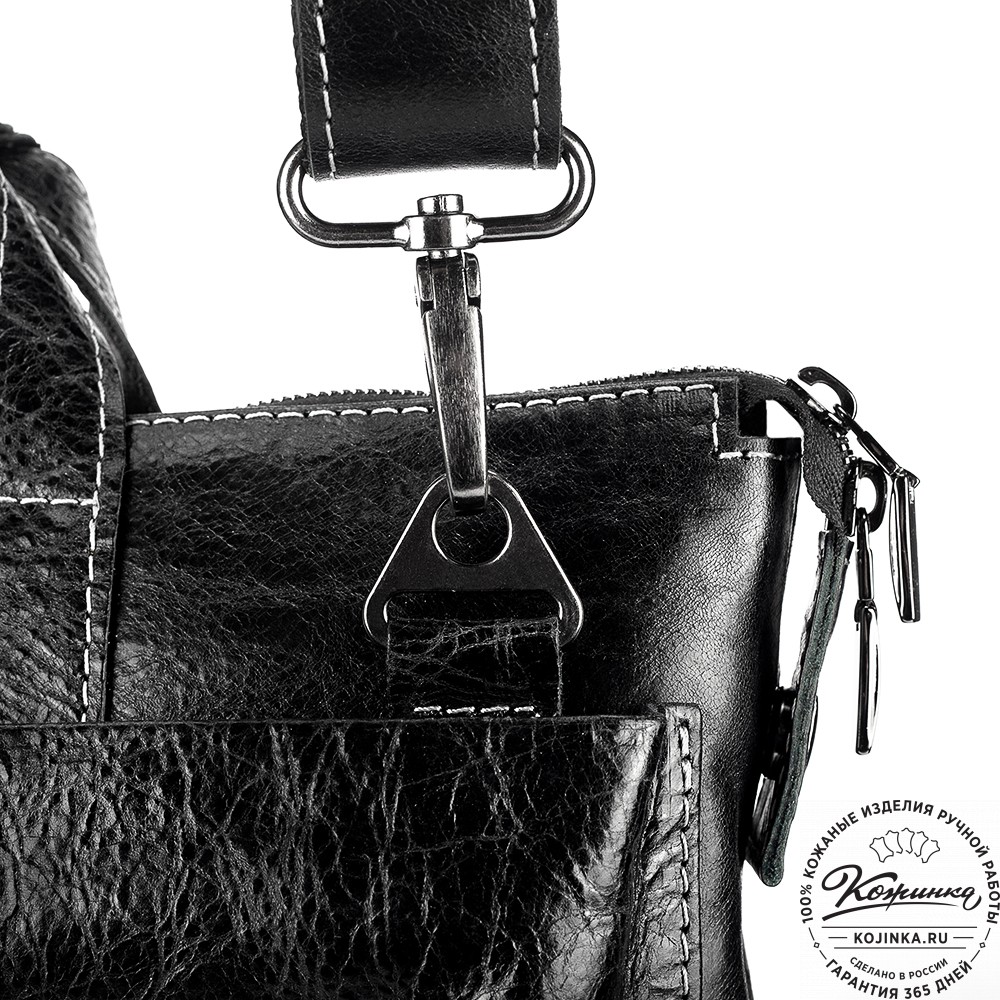 Кожаная деловая сумка "Стюарт" (глянец чёрный)