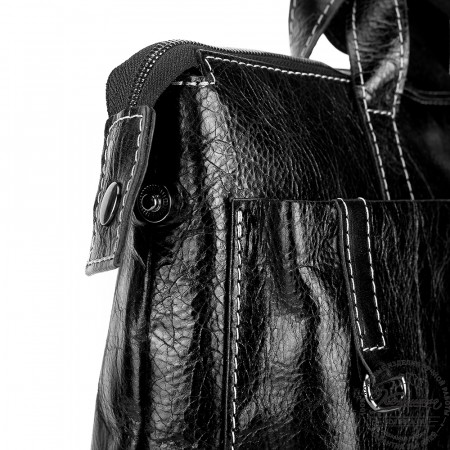 Кожаная деловая сумка "Стюарт" (глянец чёрный)