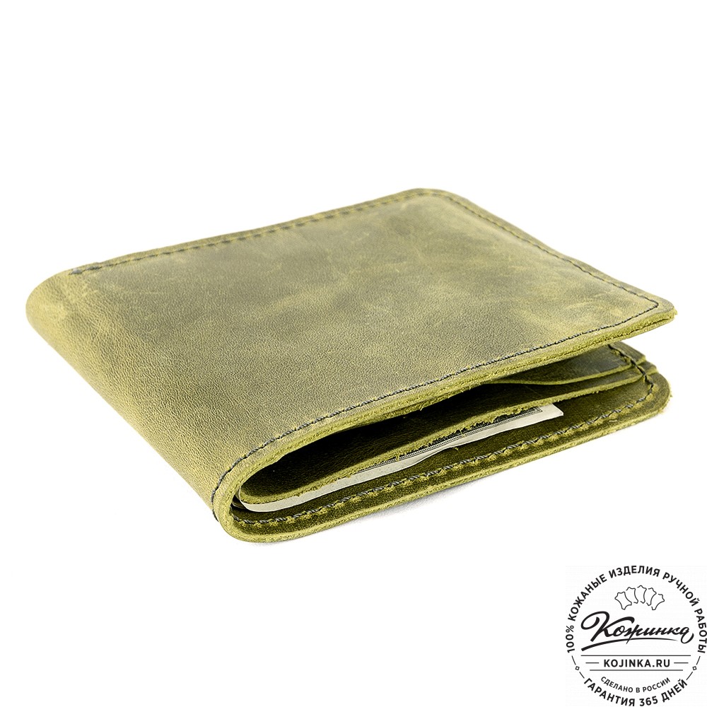 Кожаный бумажник "Рокки" (лимон крейзи)
