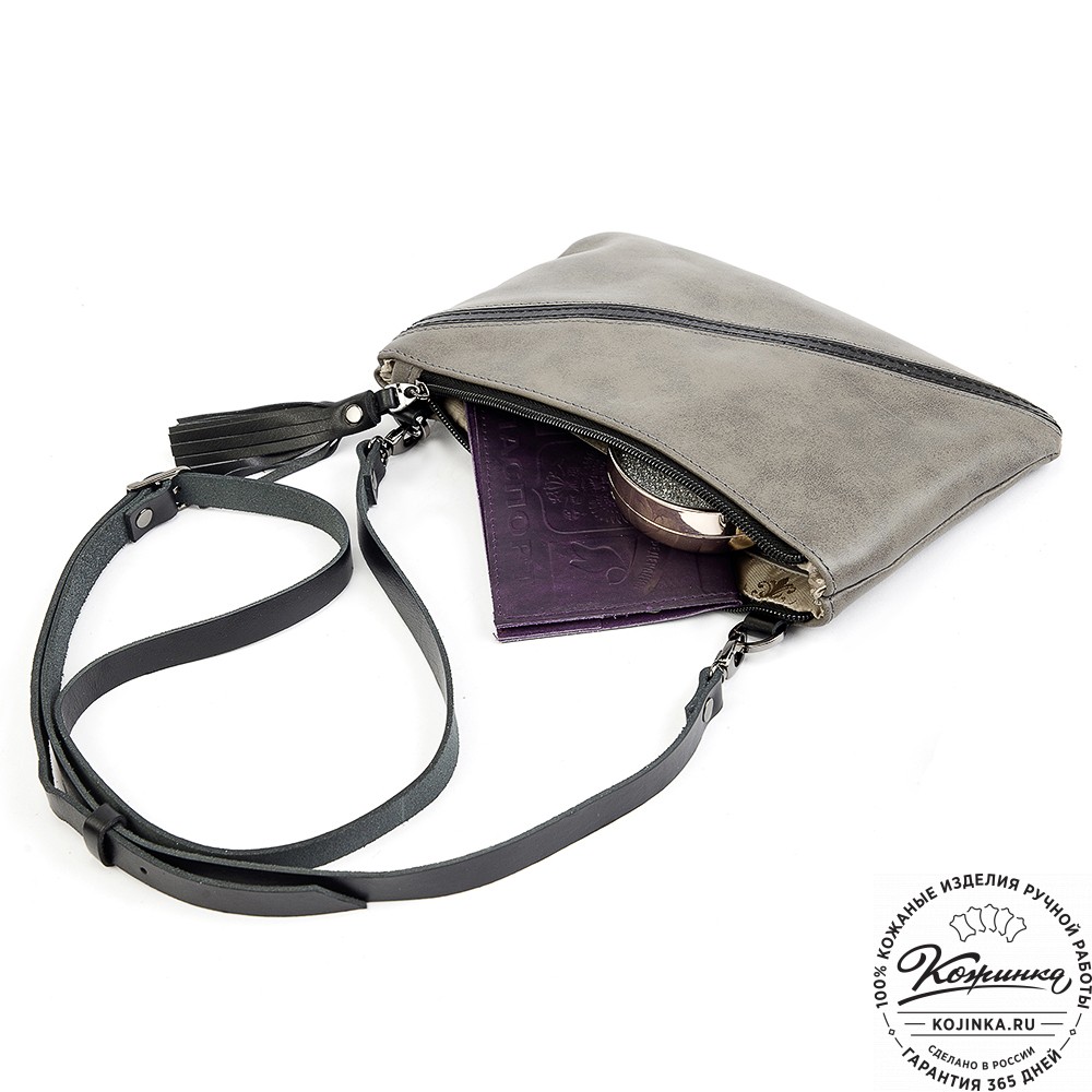 Женская кожаная сумка "Шарлота" (серая)