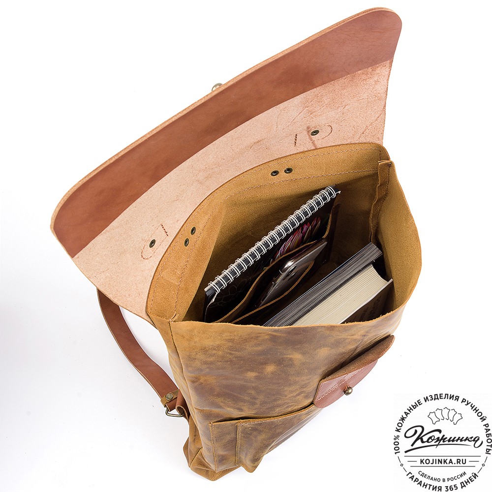 Кожаный рюкзак "Спэйс" (рыжий крейзи)