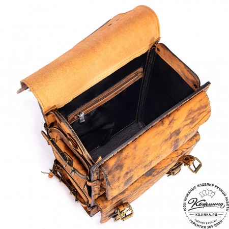 Мужской кожаный рюкзак "Легион" (старение рыжее)