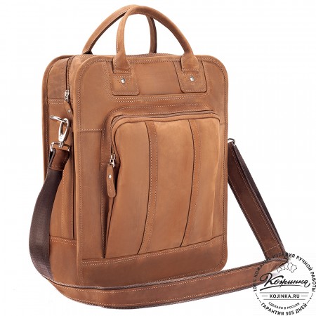 Кожаный рюкзак-сумка "Майкл" (коричневый крейзи)