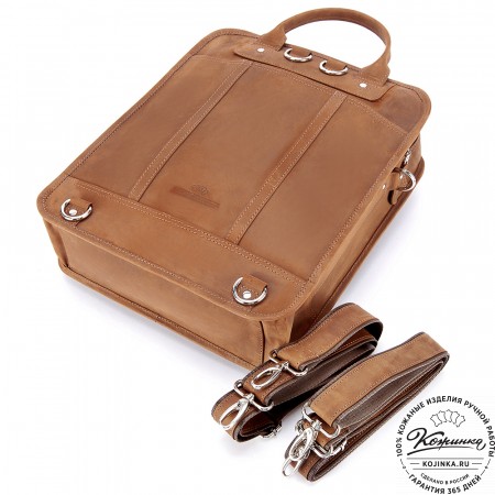 Кожаный рюкзак-сумка "Майкл" (коричневый крейзи)