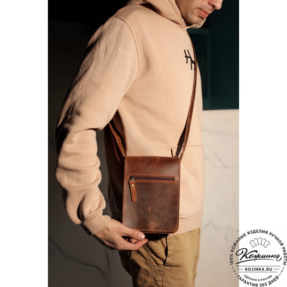 Мужская кожаная сумка "Робин" (бордо-коричневый)