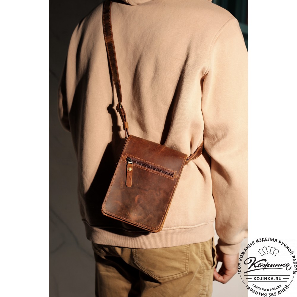 Мужская кожаная сумка "Робин" (бордо-коричневый)