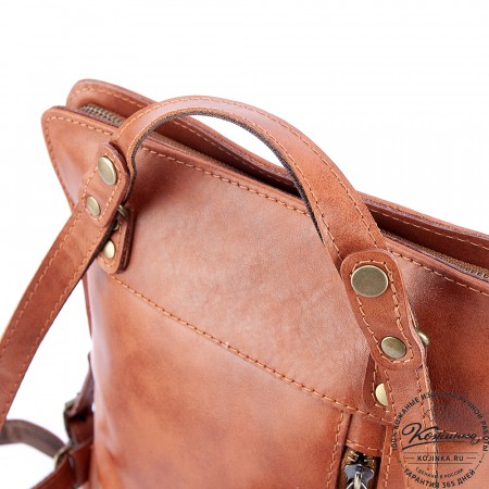 Женский кожаный рюкзак "Салоники" (рыжий)