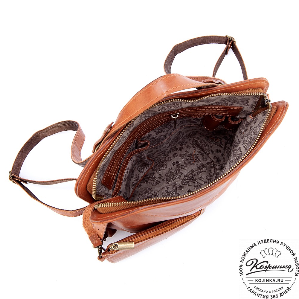 Женский кожаный рюкзак "Салоники" (рыжий)