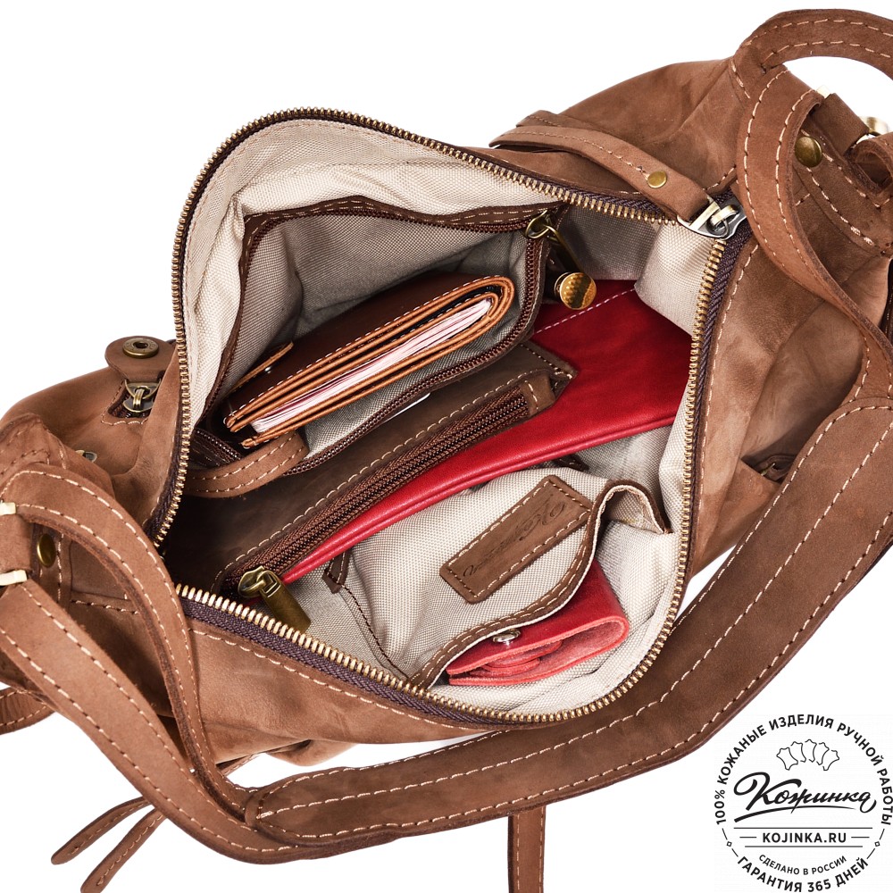 Женская кожаная сумка "Техас" (коричневый нубук)