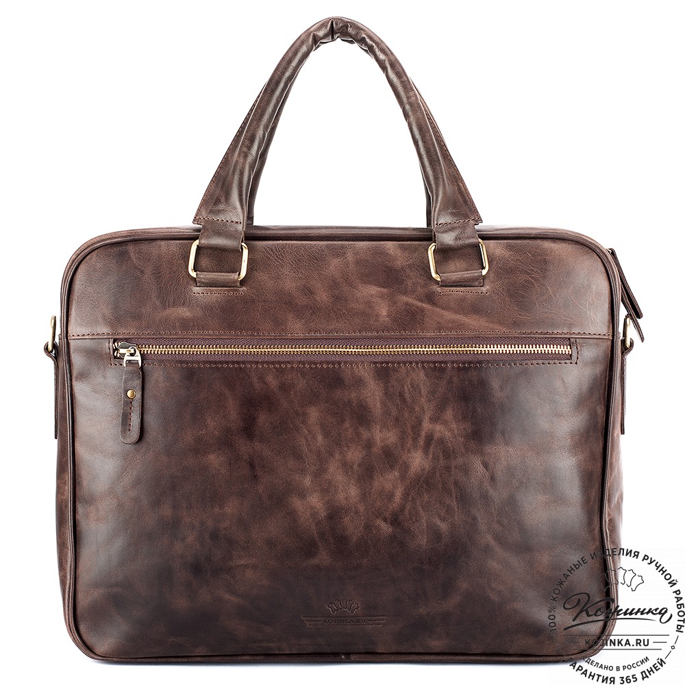 Кожаная деловая сумка "Гофман" (тёмно-коричневый антик) 
