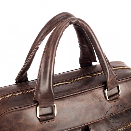Кожаная деловая сумка "Гофман" (тёмно-коричневый антик) 