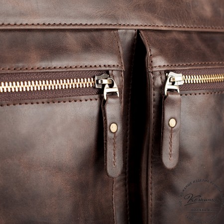 Кожаная деловая сумка "Гофман" (тёмно-коричневый антик) 