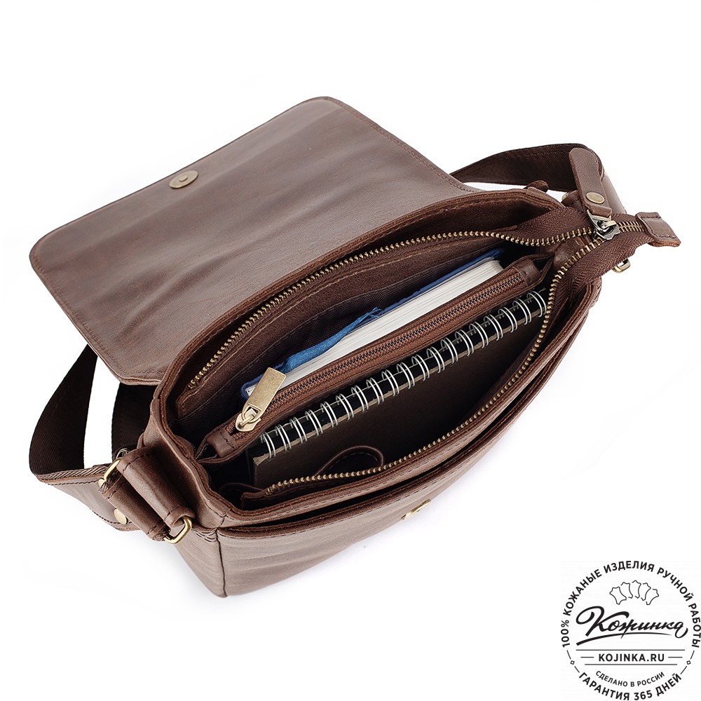 Мужская кожаная сумка "Вильнюс" (коричневая)
