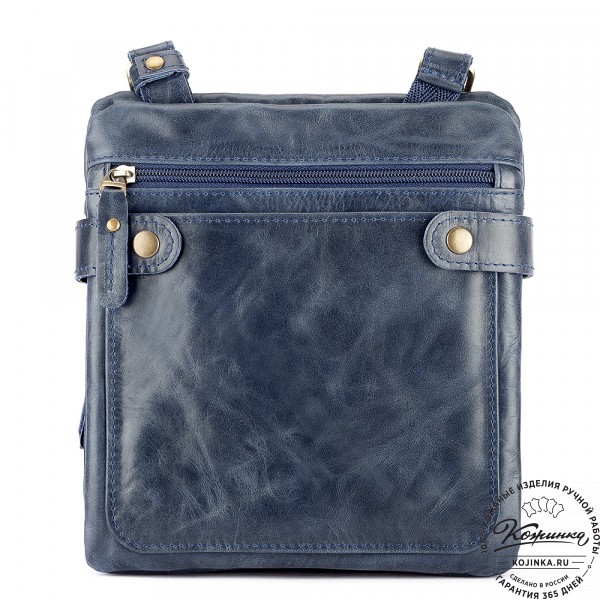 Кожаная сумка "Феликс" (синий антик) . фото 1