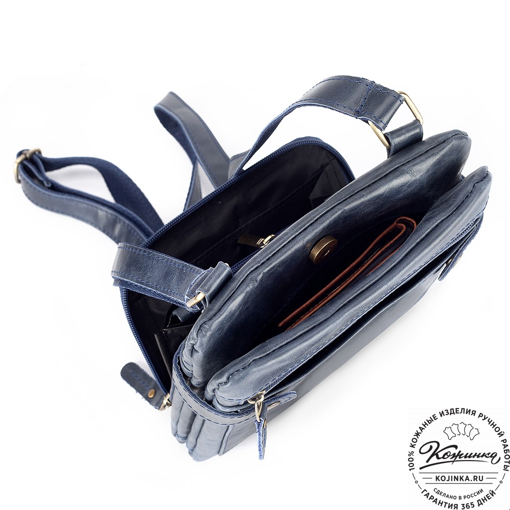 Кожаная сумка "Феликс" (синий антик) 
