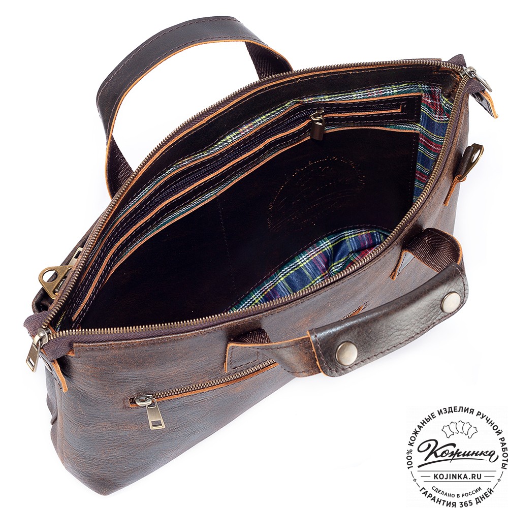 Кожаная деловая сумка "Стюарт" (коричневый эксклюзив)