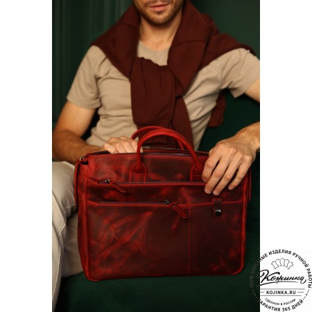 Кожаная деловая сумка "Гранд" (чёрная)