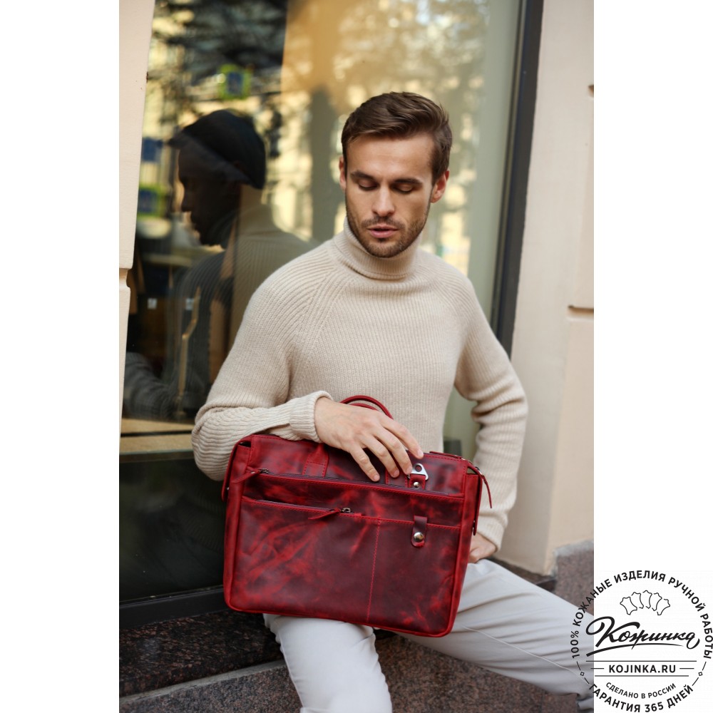 Кожаная деловая сумка "Гранд" (чёрная)