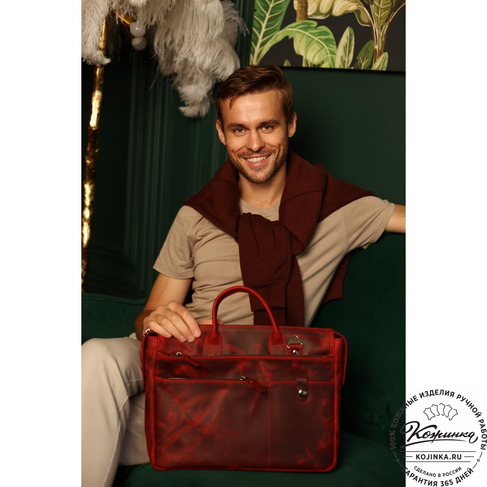 Кожаная деловая сумка "Гранд" (чёрная)