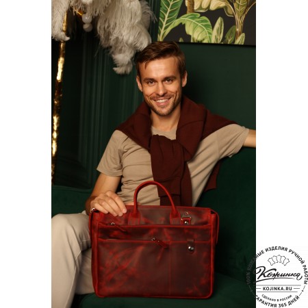 Кожаная деловая сумка "Гранд" (чёрная)