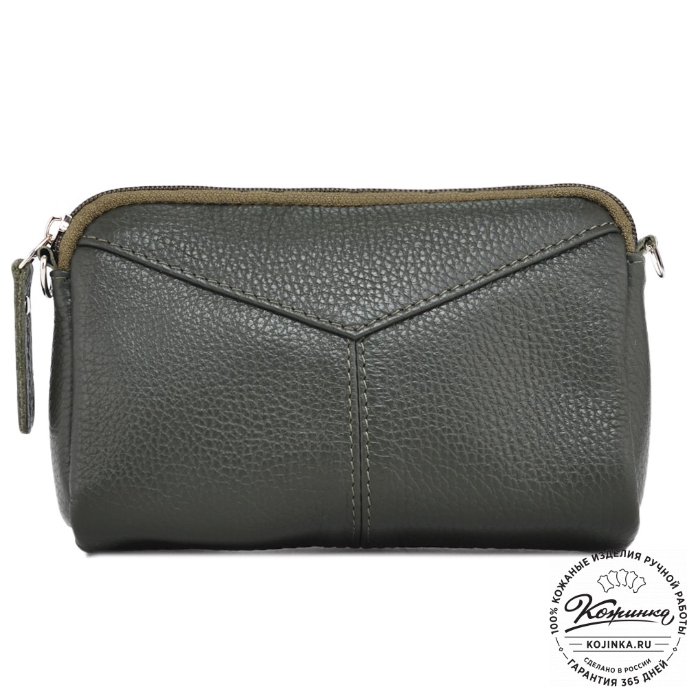  Кожаный клатч "Марта" (олива)