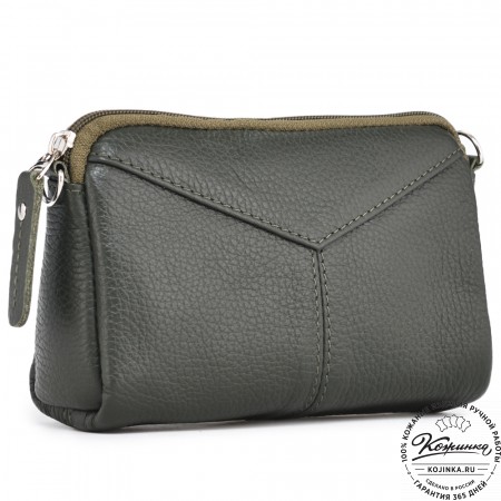 Кожаный клатч "Марта" (олива)