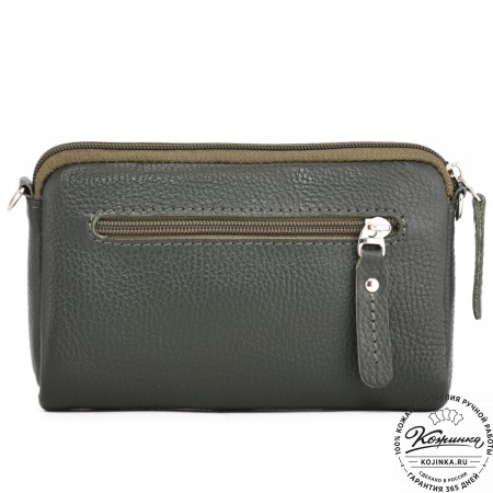  Кожаный клатч "Марта" (олива)