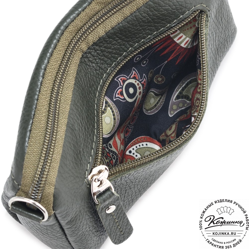  Кожаный клатч "Марта" (олива)