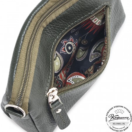  Кожаный клатч "Марта" (олива)