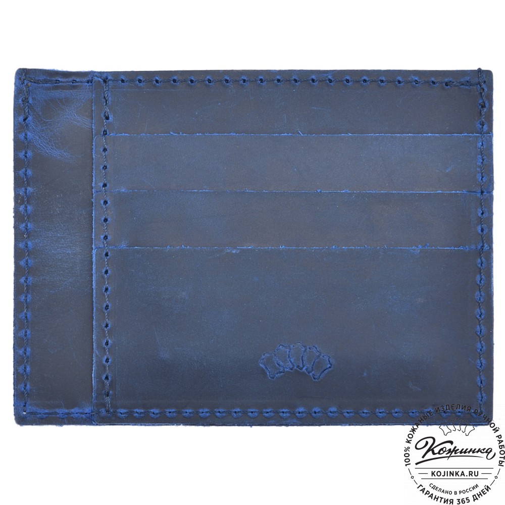 Кожаный футляр для карт "Мэри" (синий крейзи)